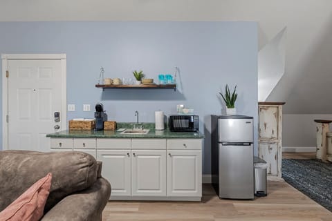 Mini-fridge, microwave