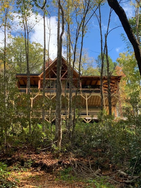 View of home from the river, photo taken early in construction October 2021