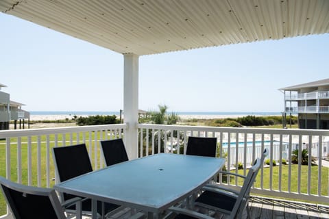 Covered Porch with View of Pool and Atlantic Ocean