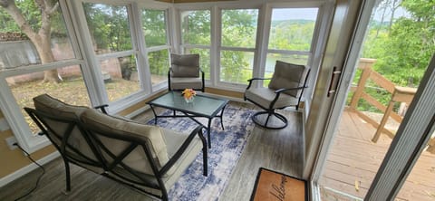The sunroom with heater and air conditioner