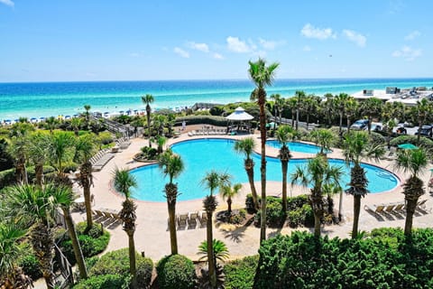 Our beautiful balcony view of the gulf and pool area.