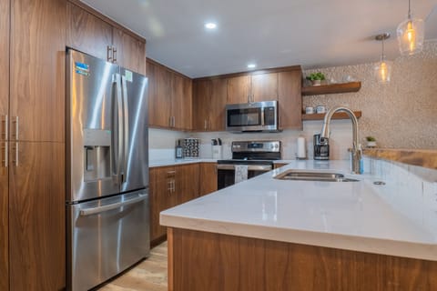 Full sized, well stocked kitchen