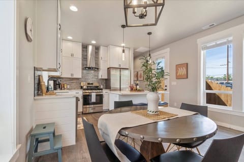 Enjoy the open living, dining, + kitchen space!