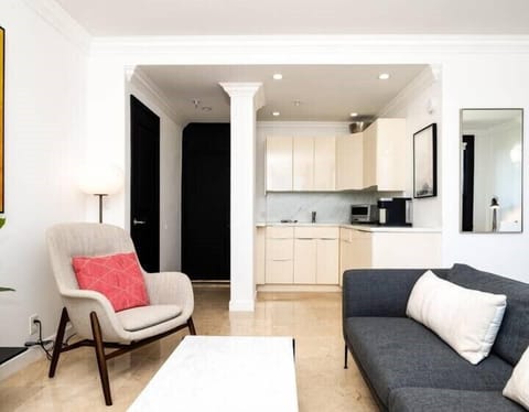 Seating area, and natural light with a smart tv