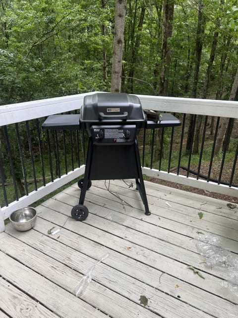 Propane grill on deck 