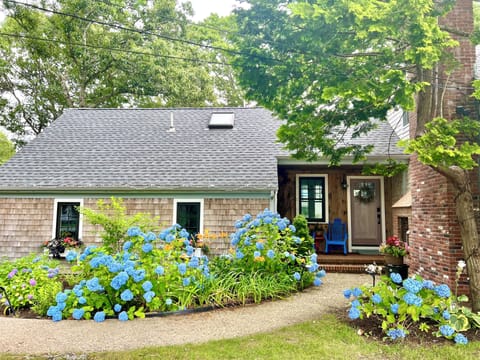 Entry area with summer blooms.