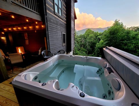 Downstairs, you'll find a relaxing hot tub waiting for you. 