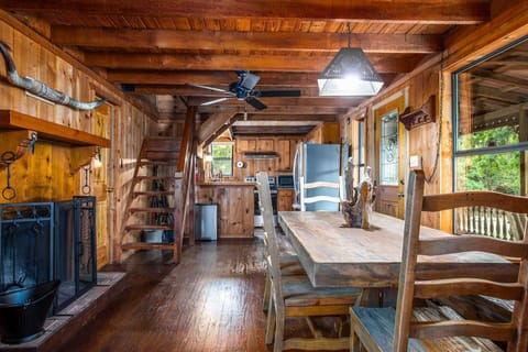 Ceiling fans and central air and heat keep the gorgeous wood-highlighted interior comfortable no matter when you visit.