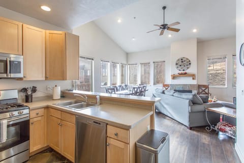 Kitchen open to dining room and living room