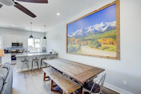 Dining table and kitchen