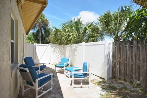 The private outdoor patio provides a place to sit and relax or get some sun. 