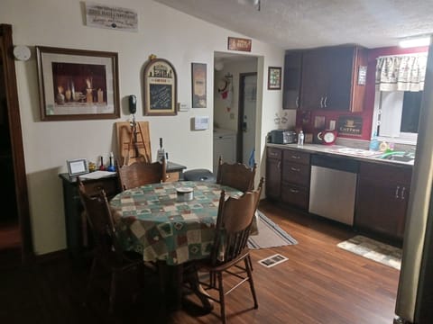 kitchen and bar area