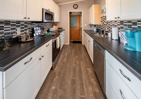 You can cook meals in our fully equipped kitchen with an oven and microwave.