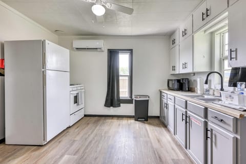 Enjoy the full kitchen with gas range and full size fridge