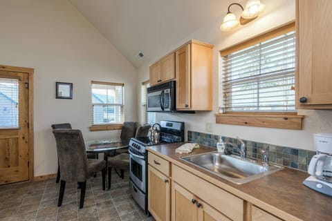 The kitchen is supplied with cooking essenitals.