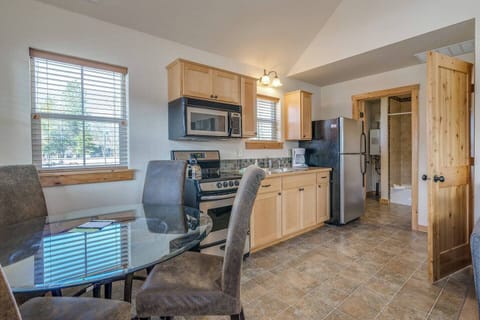 Quaint dining area and kitchen.
