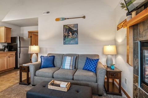 Living room includes a sofa sleeper.