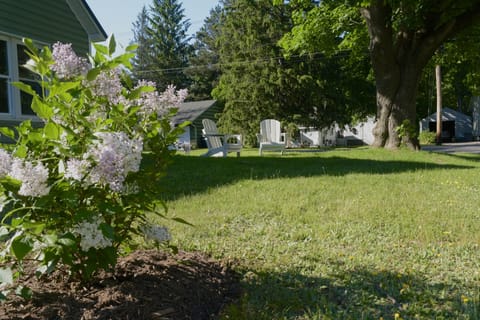 This corner lot is beautifully landscaped and designed to be a place to relax
