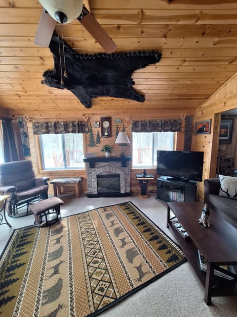 Comfortable and cozy livingroom with plenty of sunlight and electric fireplace.