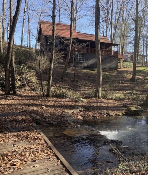 Back view of the cabin from across the creek.