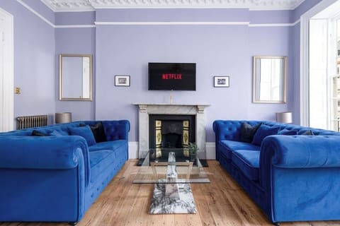 The living area has 2 comfy sofa beds, a large smart TV (with Netflix) and feature fireplace. Free Wifi is included for your stay.