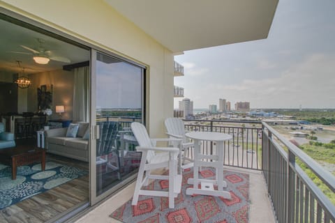 Grab a cup of coffee + enjoy the pizza slice view of the gulf!