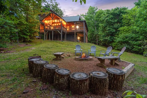 Back yard with fire pit