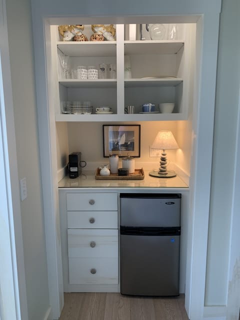 Coffee station with bar fridge