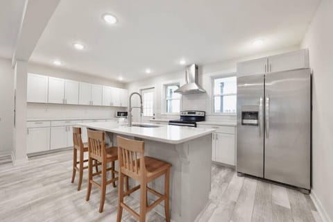 Kitchen Island, fridge has water and ice dispenser
