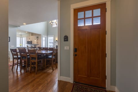 Inside the front door is the dining area and living room