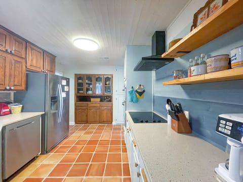 Kitchen is well stocked for cooking full meals for a group of  folks! Granny doesn't want anyone going hungry. 