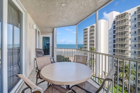 Enjoy lounging, dining or playing games while on the large screen enclosed balcony with partial gulf views!