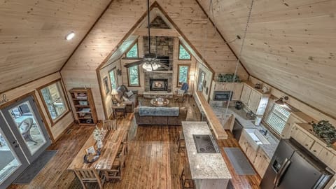 Open beautiful space - vaulted ceilings, large living, dining and kitchen