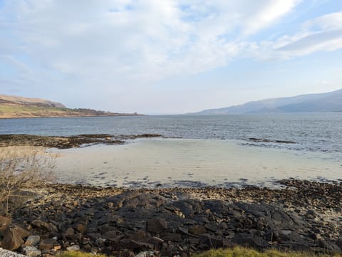 On the beach, white sand