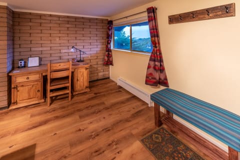 Work space provides charging station, basic office supplies and mountain views! 