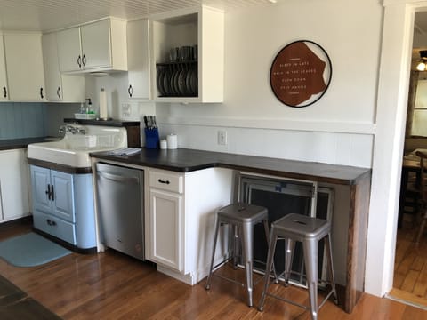 Kitchen with small seating area