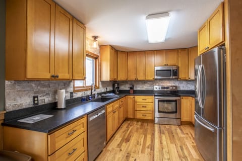 Full size kitchen with anything you may need for your trip