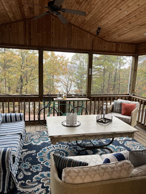 Screened in porch great place to enjoy the lake.