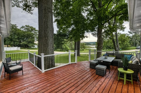 Large deck on the front of the house is the perfect spot to look at the lake!