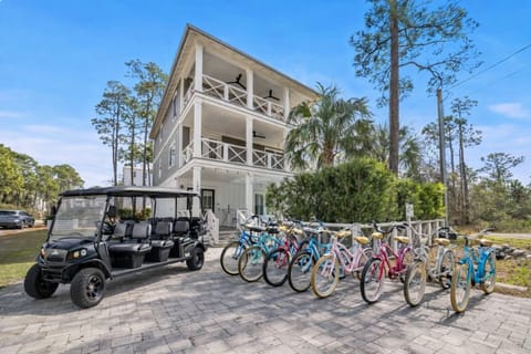 3-story home with spacious balconies, 1 block to beach.  Cart & Bikes Included!
