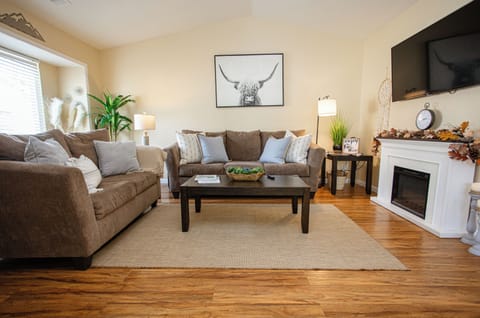Our favorite room is well-lit and has a touch-control lamp with USB port.