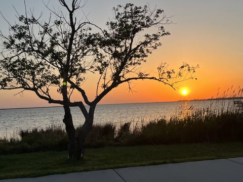Sunset bike ride on the multi-use path on the sound 