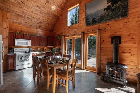 The kitchen is a perfect combination of cozy and convenient