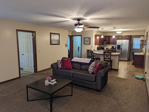 open living room/kitchen area (couch is a pullout bed)