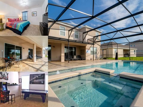 Vacation rental near Disney managed by Orlando rent a villa with a screened in private pool and spa.