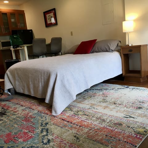 Our comfortable bed is on a movable base.