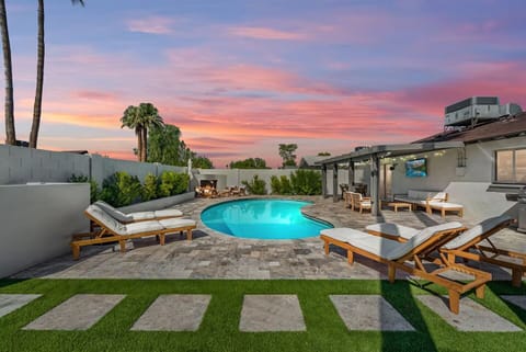 Sunset swims by the private pool