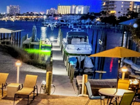 Amazing Harbor and Dock Views with Green Light that attracts fish at Night.   