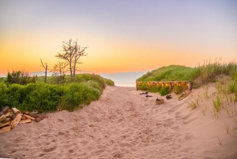 On the beach, free beach shuttle