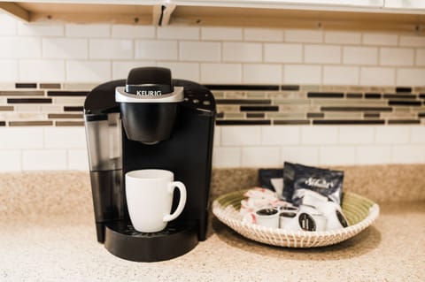 Keurig and Drip pot and complimentary coffee to start. 